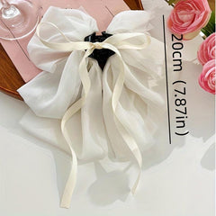 3pcs Mesh Large Bow Hair Claw Ponytail Holder