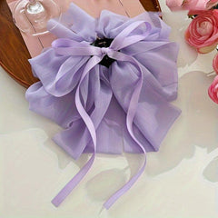 3pcs Mesh Large Bow Hair Claw Ponytail Holder