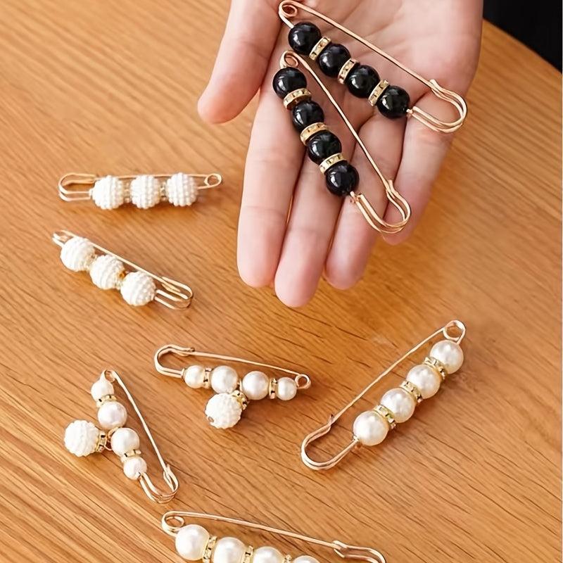 4pcs Faux Pearl Brooch Pin Stylish Safety Pin For Women Girls