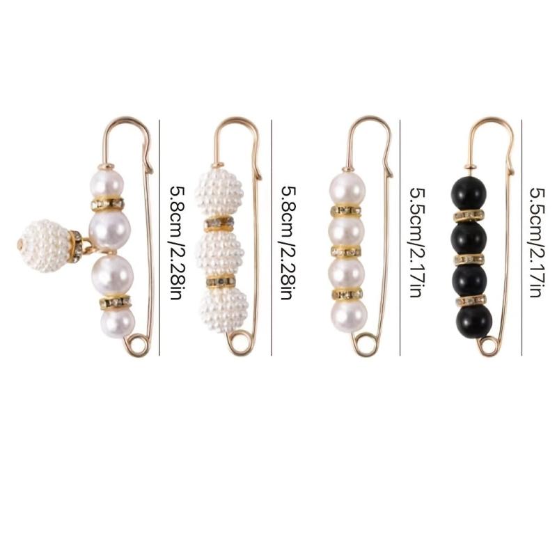 4pcs Faux Pearl Brooch Pin Stylish Safety Pin For Women Girls