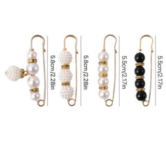 4pcs Faux Pearl Brooch Pin Stylish Safety Pin For Women Girls