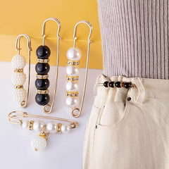 4pcs Faux Pearl Brooch Pin Stylish Safety Pin For Women Girls