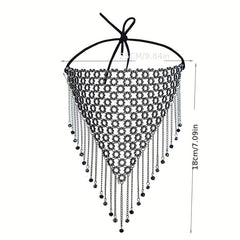 Crystal Metal Mesh Mask Dance Party Ball Tassel Beaded Chain Mask
