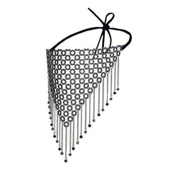 Crystal Metal Mesh Mask Dance Party Ball Tassel Beaded Chain Mask