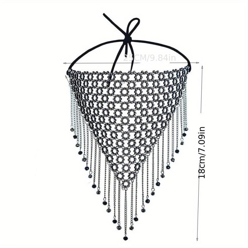 Crystal Metal Mesh Mask Dance Party Ball Tassel Beaded Chain Mask