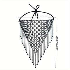 Crystal Metal Mesh Mask Dance Party Ball Tassel Beaded Chain Mask