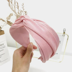 Women's Satin Cross Knotted Wide Headband Solid Hair Accessories