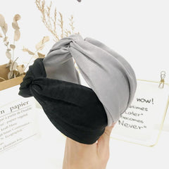 Women's Satin Cross Knotted Wide Headband Solid Hair Accessories
