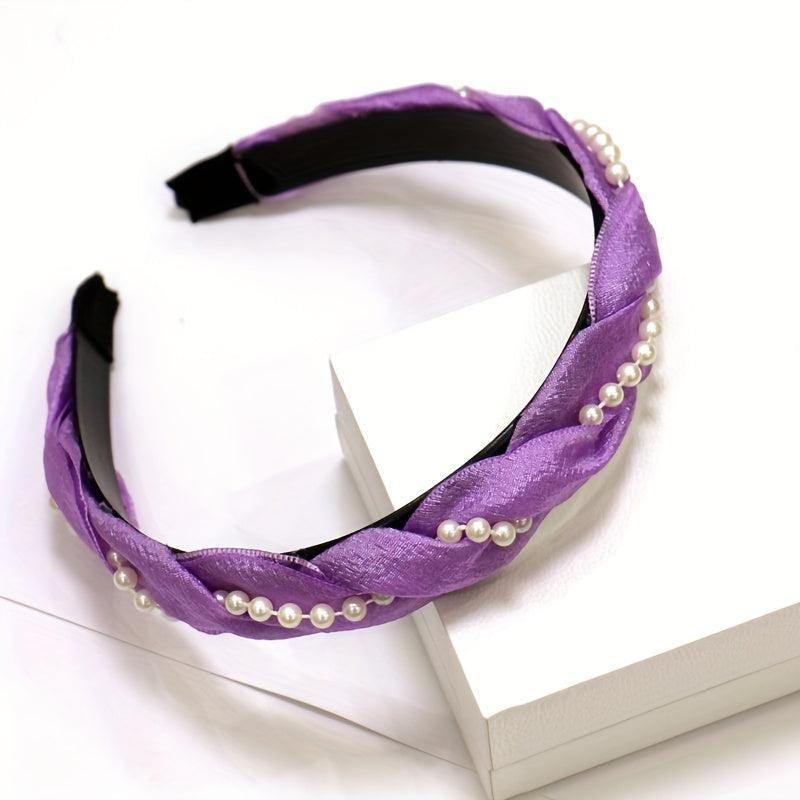 2pcs Purple Hair Band Bow Clip Set Lace Decor Barrette