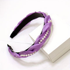 2pcs Purple Hair Band Bow Clip Set Lace Decor Barrette