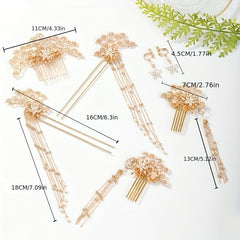 Alloy Leaf Pearl Hair Comb Crystal Inlaid Bridal Insert Comb