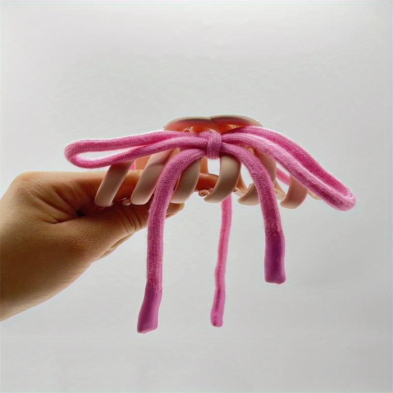 Hollow Hair Claw with Colorful Shoelace Non-slip Ponytail Holder