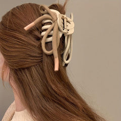 Hollow Hair Claw with Colorful Shoelace Non-slip Ponytail Holder