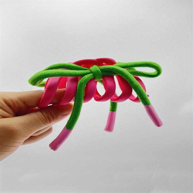 Hollow Hair Claw with Colorful Shoelace Non-slip Ponytail Holder