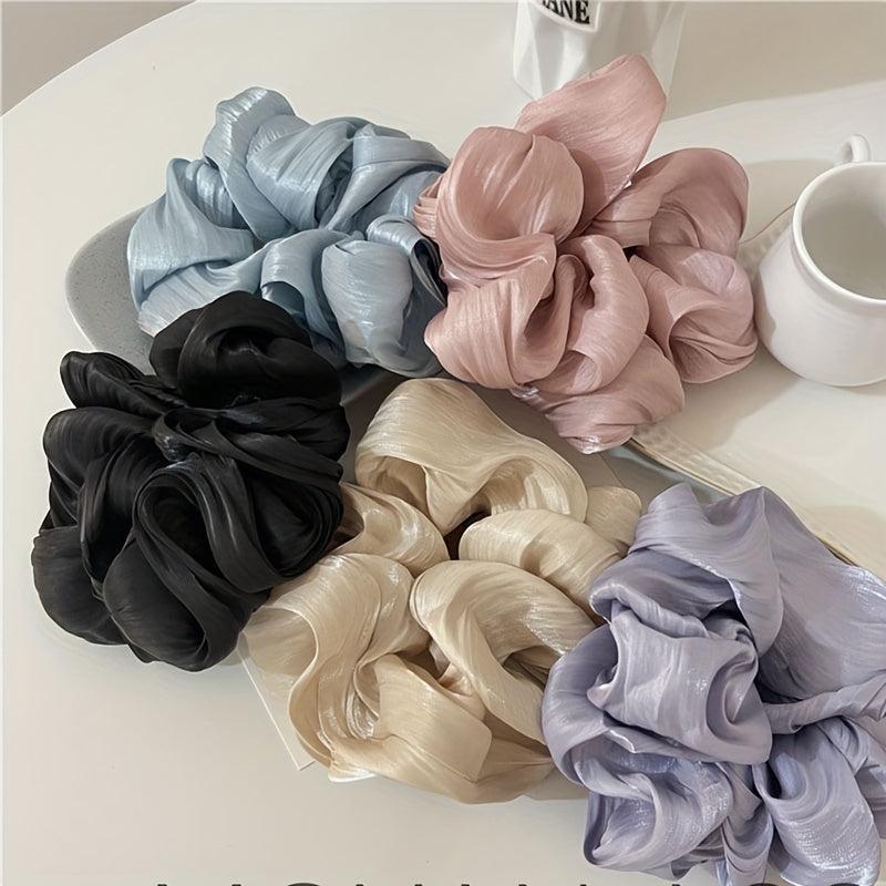 5pcs Wavy Large Scrunchie Fabric Women's Hair Bundle Hair Tie