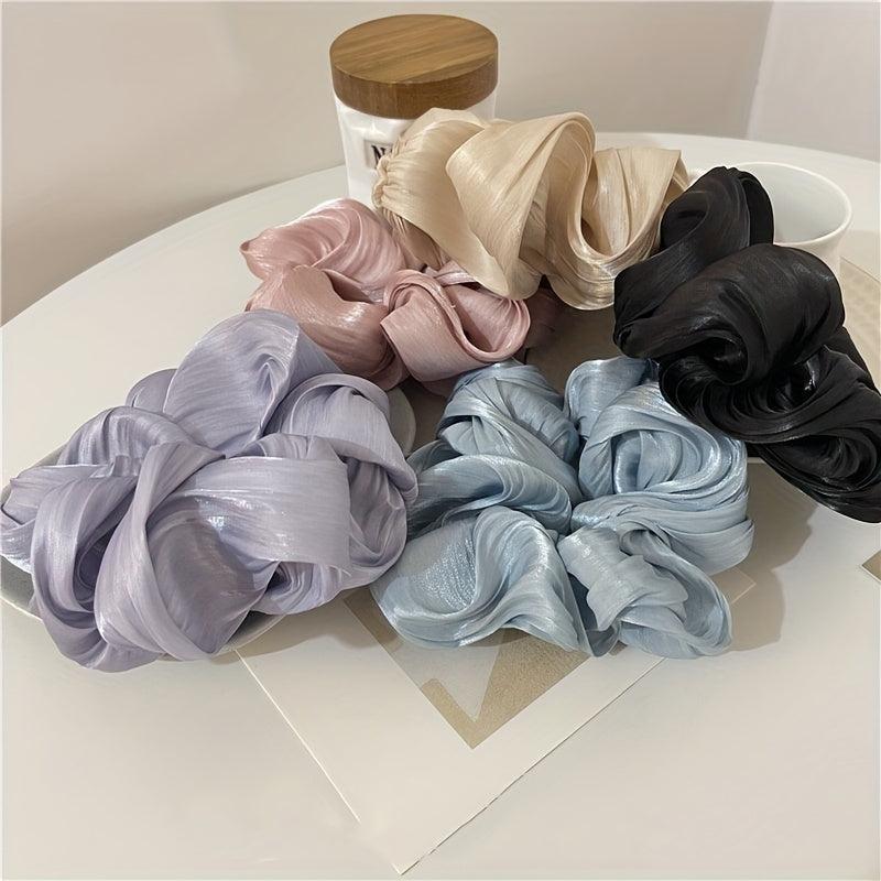 5pcs Wavy Large Scrunchie Fabric Women's Hair Bundle Hair Tie