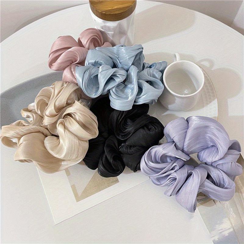 5pcs Wavy Large Scrunchie Fabric Women's Hair Bundle Hair Tie