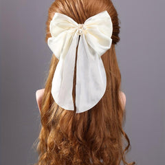 Large Satin Bow Hair Clip French Barrette Ponytail Women Accessories