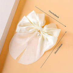 Large Satin Bow Hair Clip French Barrette Ponytail Women Accessories