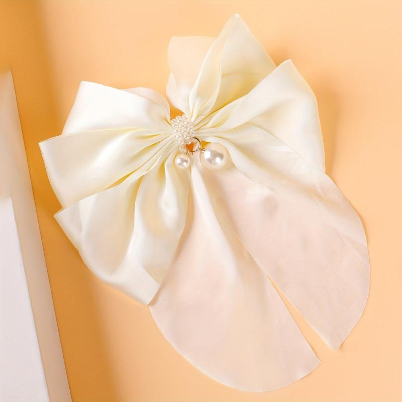 Large Satin Bow Hair Clip French Barrette Ponytail Women Accessories