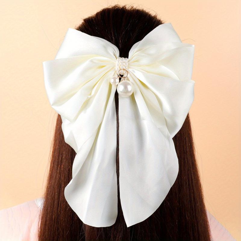 Large Satin Bow Hair Clip French Barrette Ponytail Women Accessories