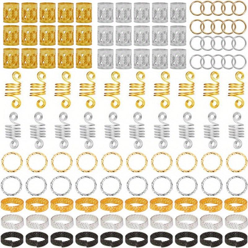 170pcs Hair Braid Dreadlock Beads Cuffs Clips Spiral Braid Hair Extension