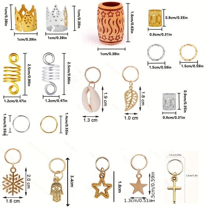 170pcs Hair Braid Dreadlock Beads Cuffs Clips Spiral Braid Hair Extension