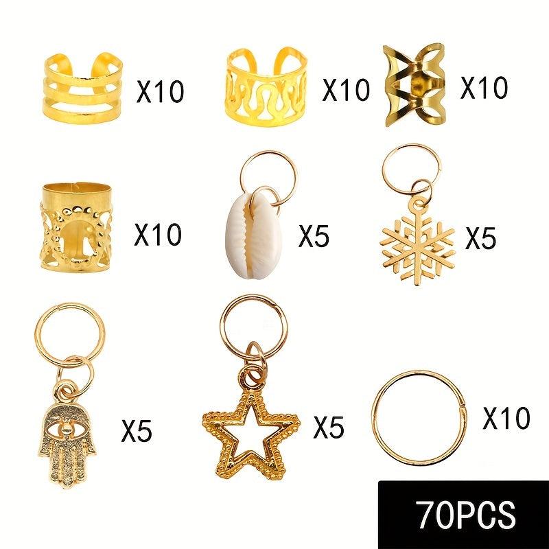 170pcs Hair Braid Dreadlock Beads Cuffs Clips Spiral Braid Hair Extension