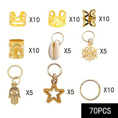 170pcs Hair Braid Dreadlock Beads Cuffs Clips Spiral Braid Hair Extension