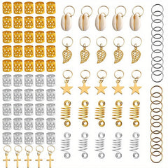 170pcs Hair Braid Dreadlock Beads Cuffs Clips Spiral Braid Hair Extension