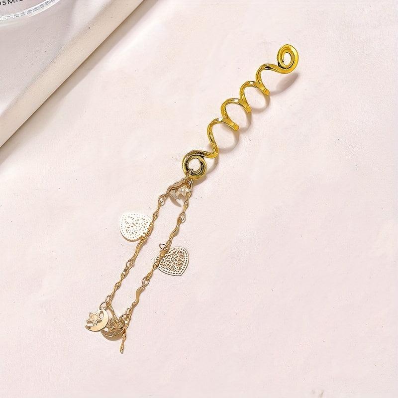 Golden Pendant Hair Jewelry for Braids Tassels Loc Accessories