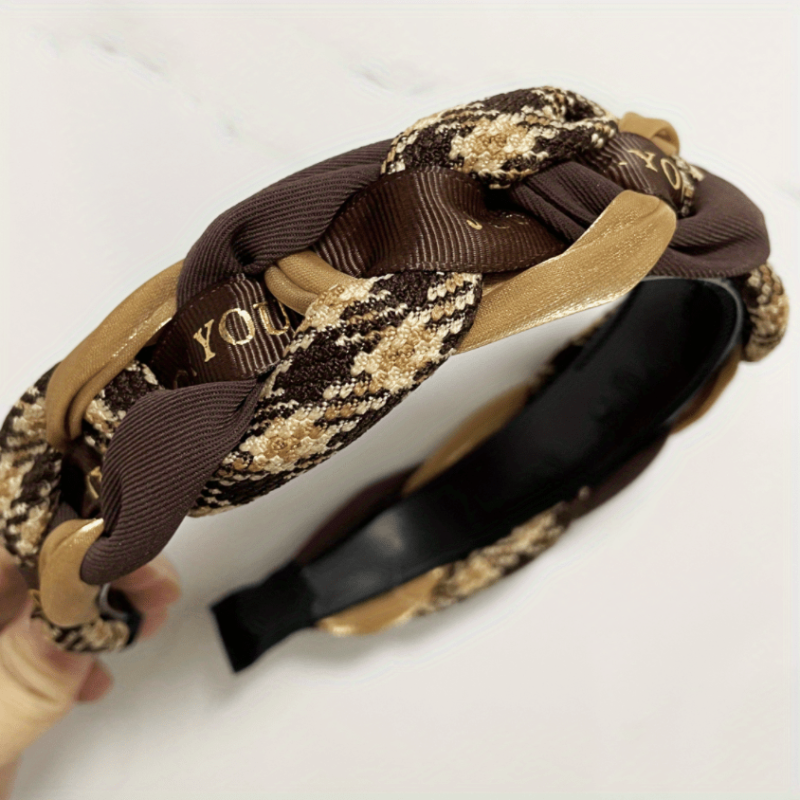 French Knotted Headband for Women Twist Braided Hairband Block Hair Accessories