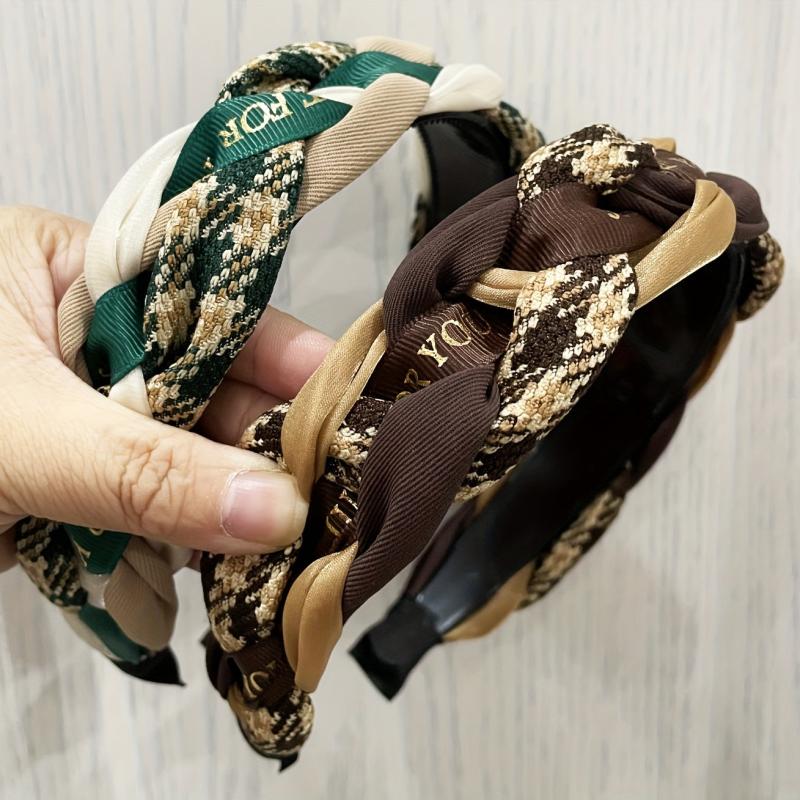 French Knotted Headband for Women Twist Braided Hairband Block Hair Accessories