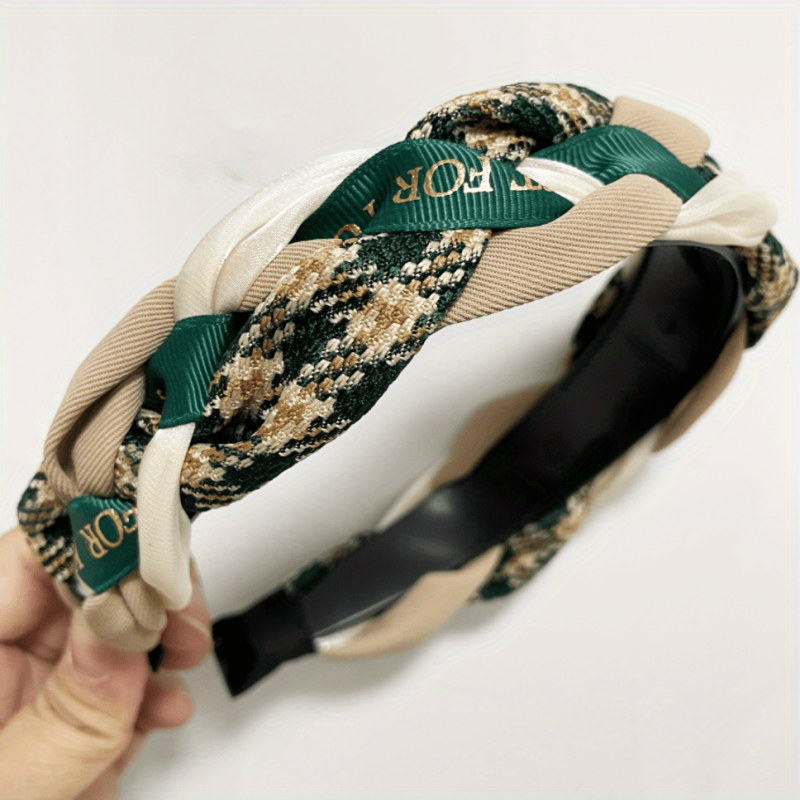 French Knotted Headband for Women Twist Braided Hairband Block Hair Accessories