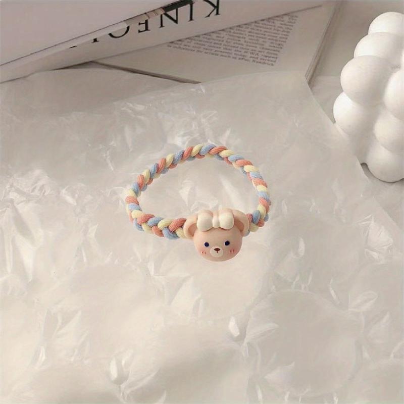 Cartoon Animal Hair Tie Two Tone Braided Hair Rope Elastic Hair Accessories