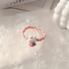 Cartoon Animal Hair Tie Two Tone Braided Hair Rope Elastic Hair Accessories