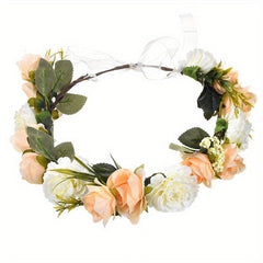 Simulation Flower Headband Wreath Floral Hair Band for Wedding Festivals
