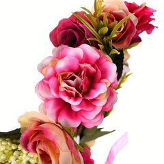 Simulation Flower Headband Wreath Floral Hair Band for Wedding Festivals