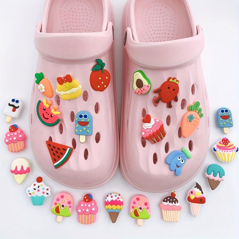 24pcs Cake Shape Shoe Charms DIY Decoration Set