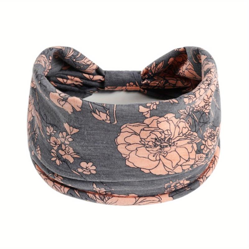 Chinese Rose Print Headband High Elasticity Sweatband For Yoga Running