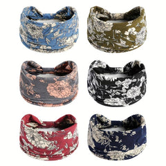 Chinese Rose Print Headband High Elasticity Sweatband For Yoga Running