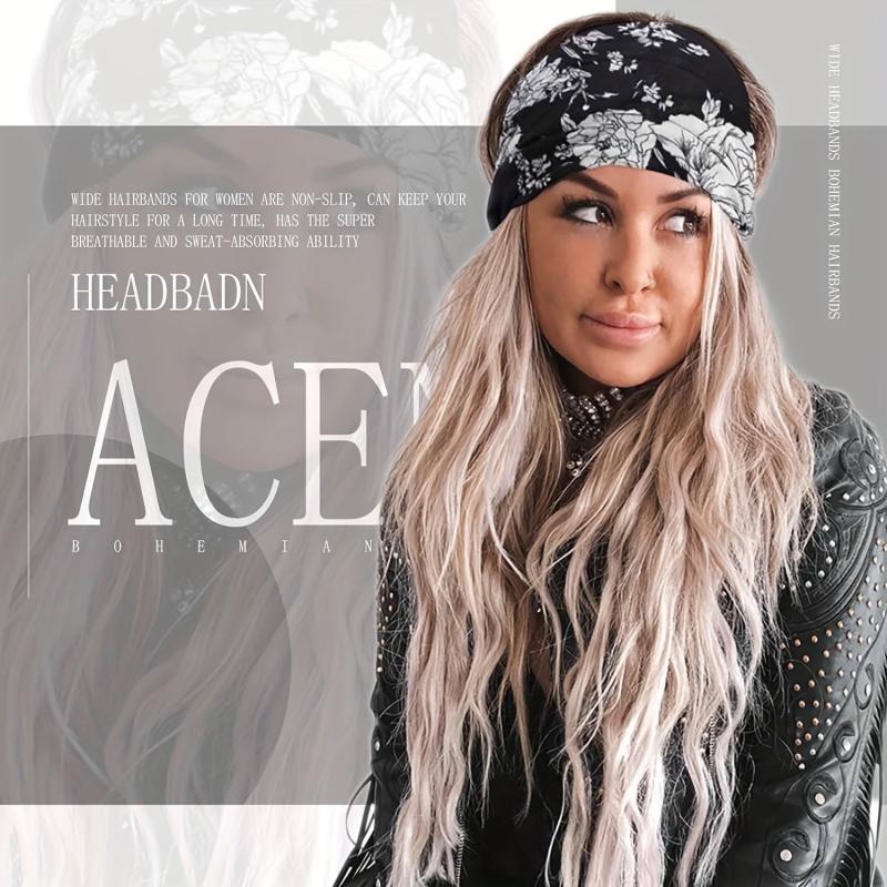 Chinese Rose Print Headband High Elasticity Sweatband For Yoga Running