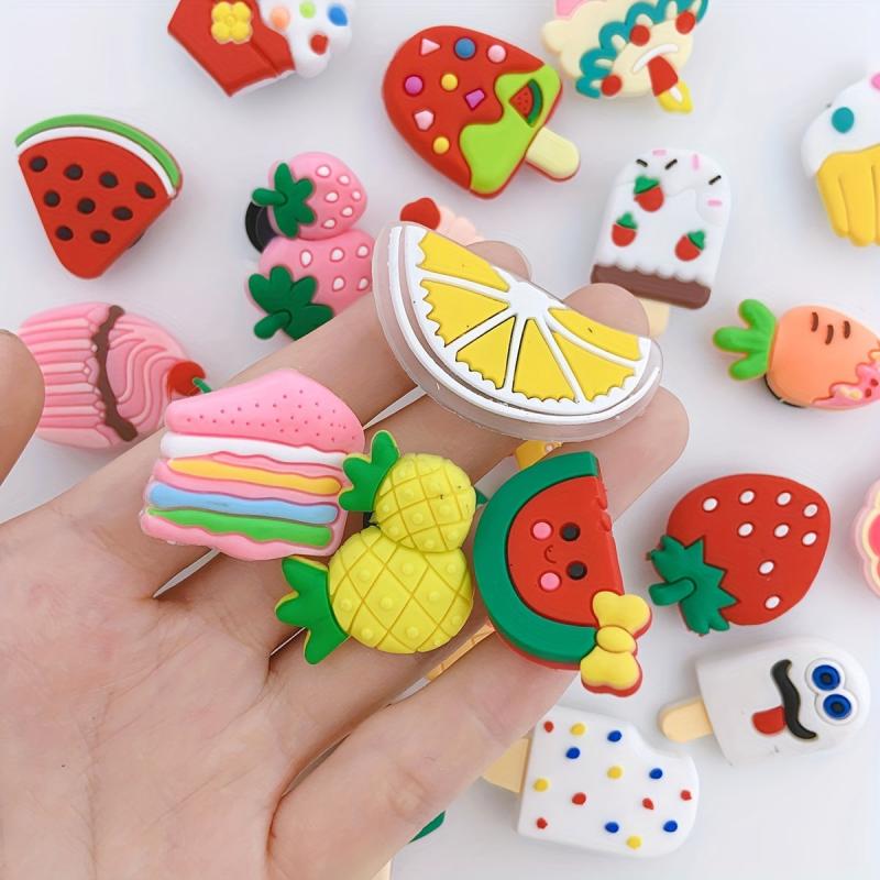 24pcs Cartoon Ice Cream Shoe Charm DIY Decoration Set