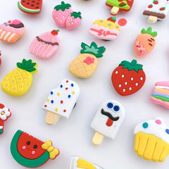 24pcs Cartoon Ice Cream Shoe Charm DIY Decoration Set