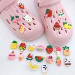 24pcs Cartoon Ice Cream Shoe Charm DIY Decoration Set