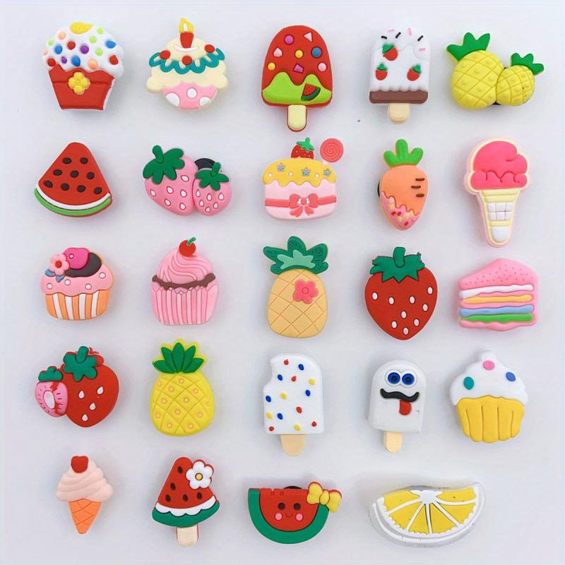24pcs Cartoon Ice Cream Shoe Charm DIY Decoration Set