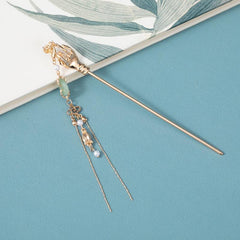 Hanfu Hairpin Faux Pearl Jade Tassel Hair Pin Vintage Chinese Style Cheongsam
