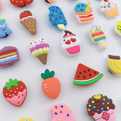 24pcs Cartoon Ice Cream Shoe Charm DIY Decoration Set