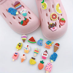 24pcs Cartoon Ice Cream Shoe Charm DIY Decoration Set