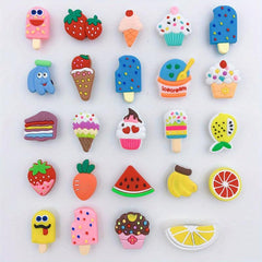 24pcs Cartoon Ice Cream Shoe Charm DIY Decoration Set